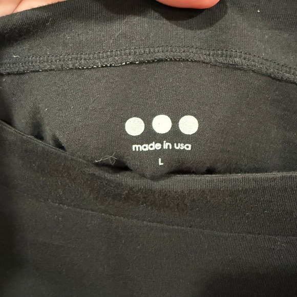 Three Dots Black Boat Neck Long Sleeve Supima Cotton T Shirt Made in USA Size L - Picture 3 of 8